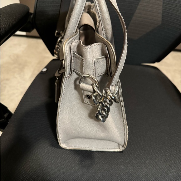 Michael Kors Shoulder Bag Hamilton MK Pattern Leather 12.75" x 9" x 5" Gray - Picture 7 of 8